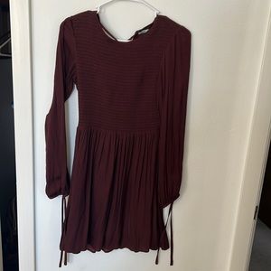 Anthropologie maroon long sleeve dress